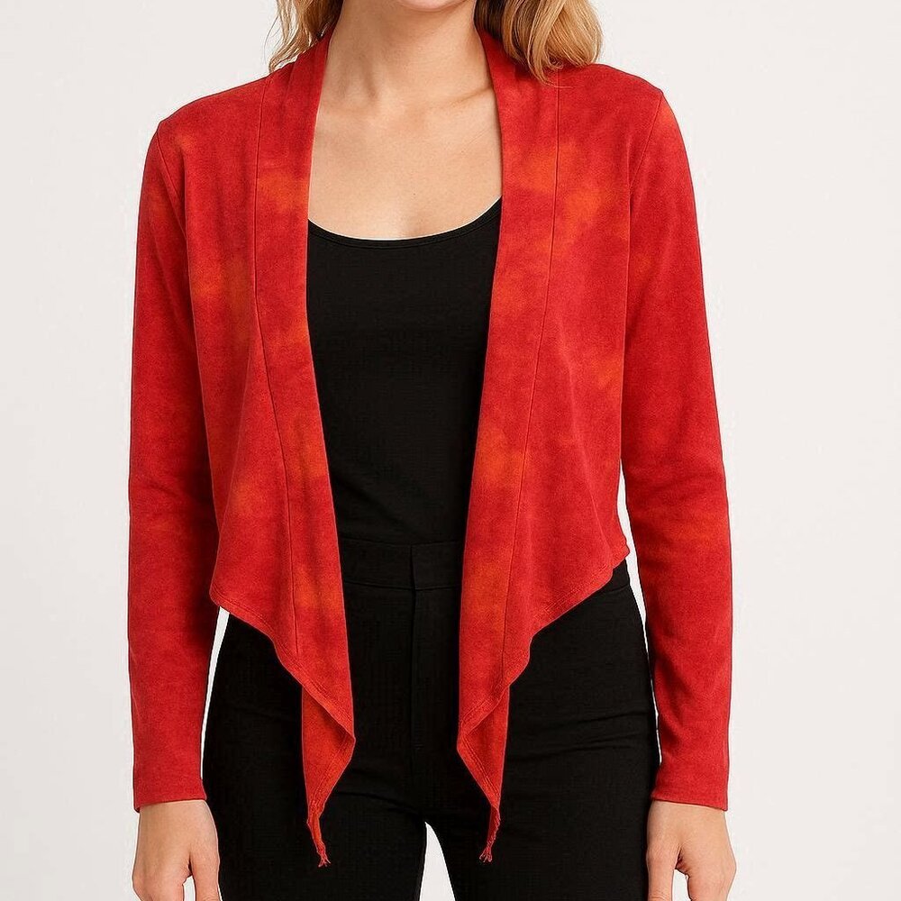 Jostar Shades of Orange Tie Dye Open Front Cropped Shrug Cardigan size M